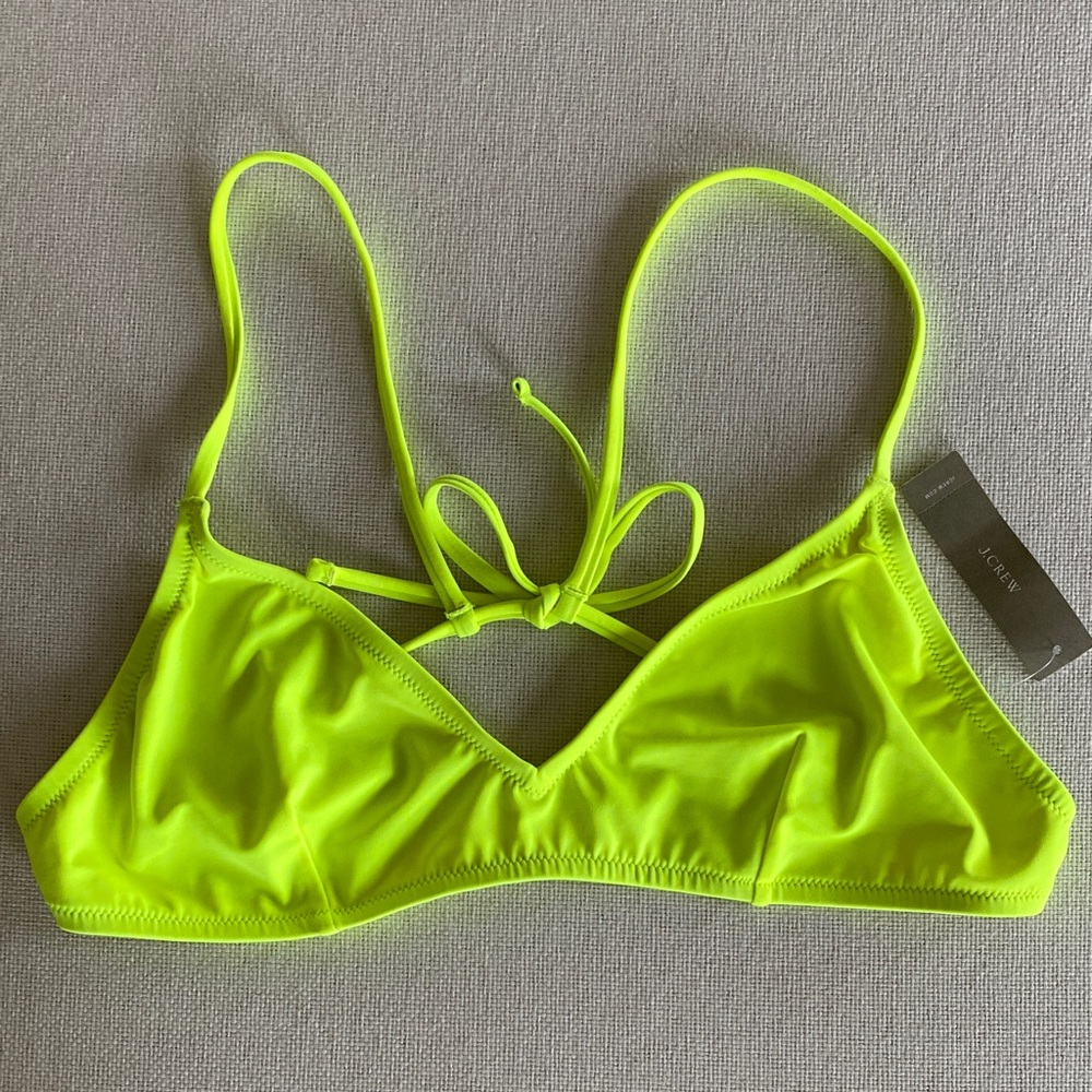 J Crew Festival Day Glo Neon Yellow Bikini Top Size Large